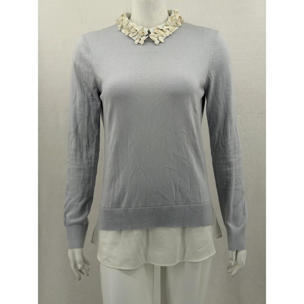 Ted Baker Sweater Womens 2 US 6 Blue Natasha Butterfly Collar Feminine Preppy